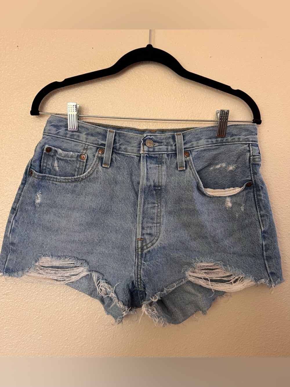 Levi’s 501 Cutoff Denim Shorts W29 Distressed High Rise Vintage Style